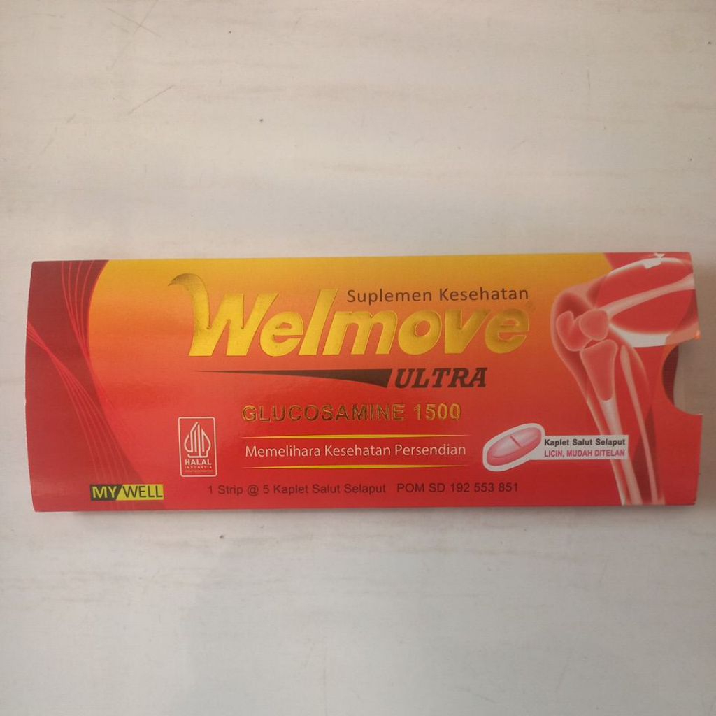 Suplemen Sendi Welmove Ultra - Glucosamine 1500mg, Vitamin C & Mineral, Dosis 1 Kaplet/Hari