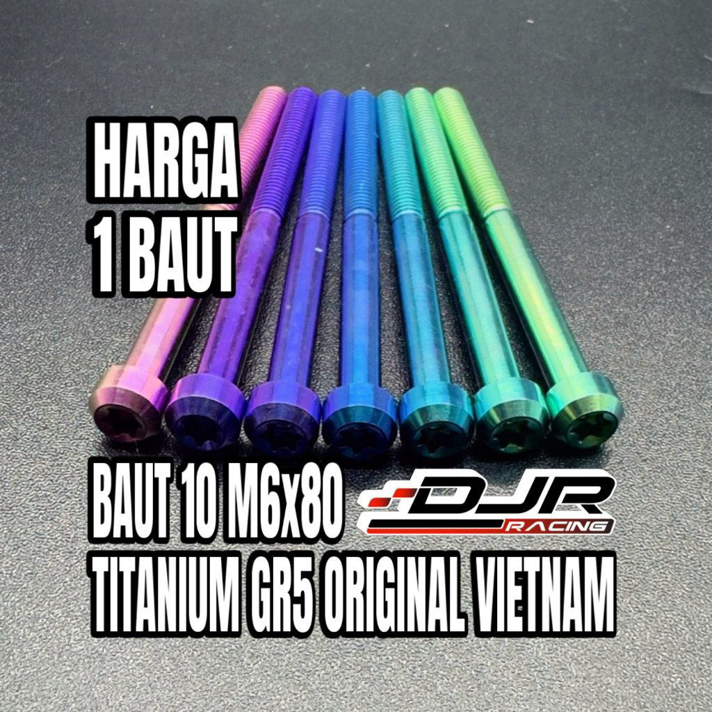 Baut 10 Titanium 6x80 Small Head Drat 10 panjang 8cm Original Vietnam