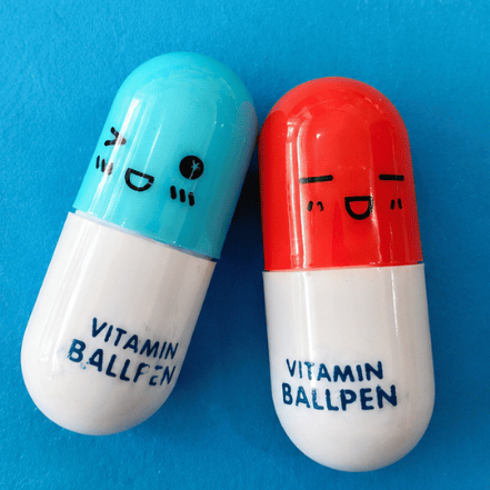Pulpen Kapsul Vitamin Lucu | Vitamin Ballpen Unik Estetik untuk Anak dan Remaja