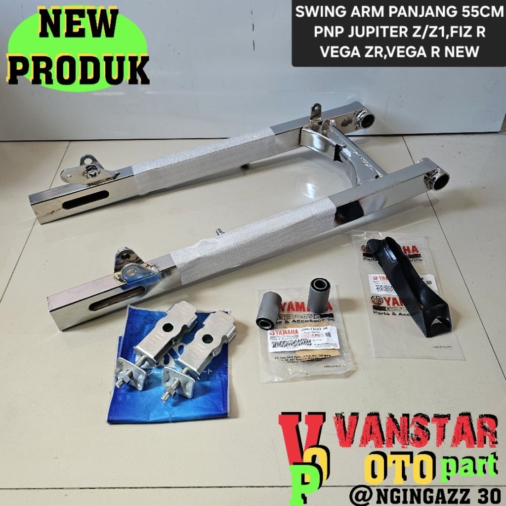 SWING ARM PANJANG 55CM PNP JUPITER Z/Z1 FIZ R VEGA R/ZR RBT WARNA CHROME FULLSET