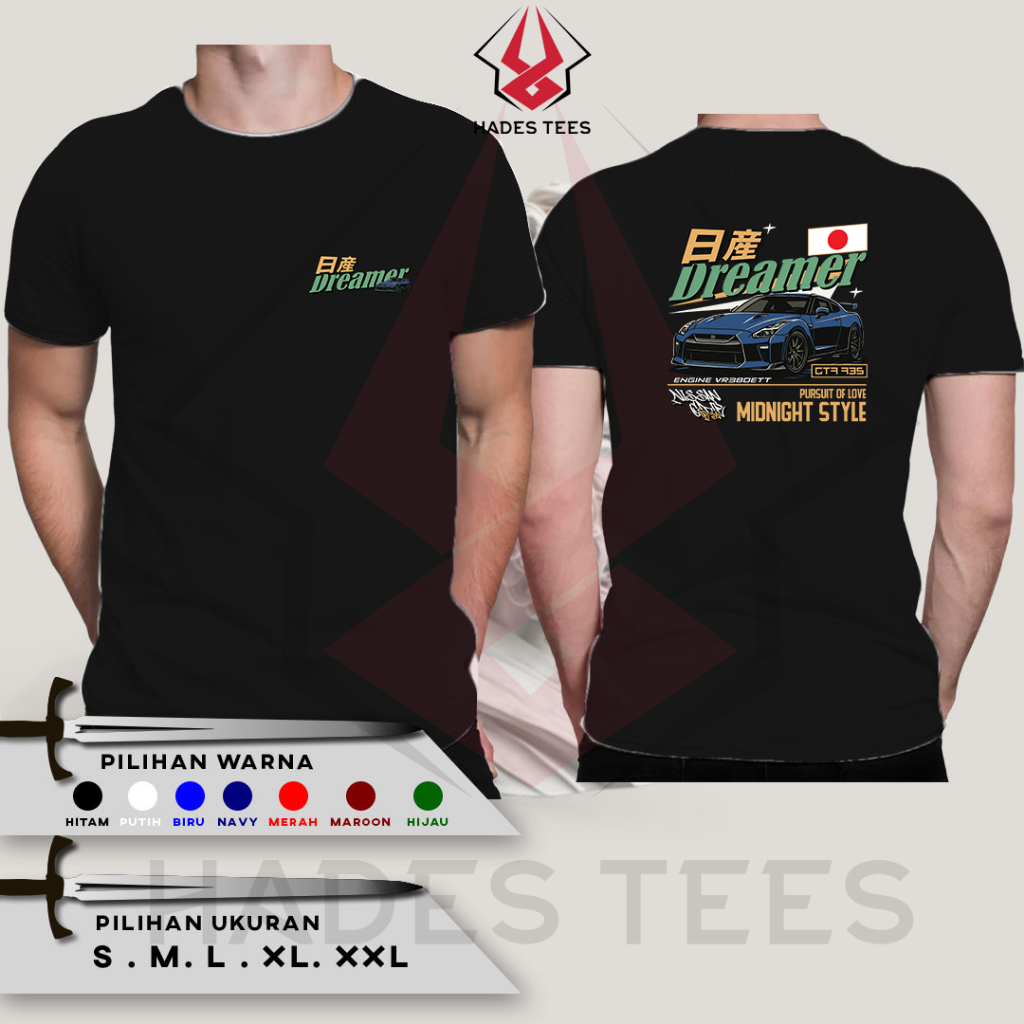 Kaos Baju Mobil GTR-35 Kaos Distro Combed 30S