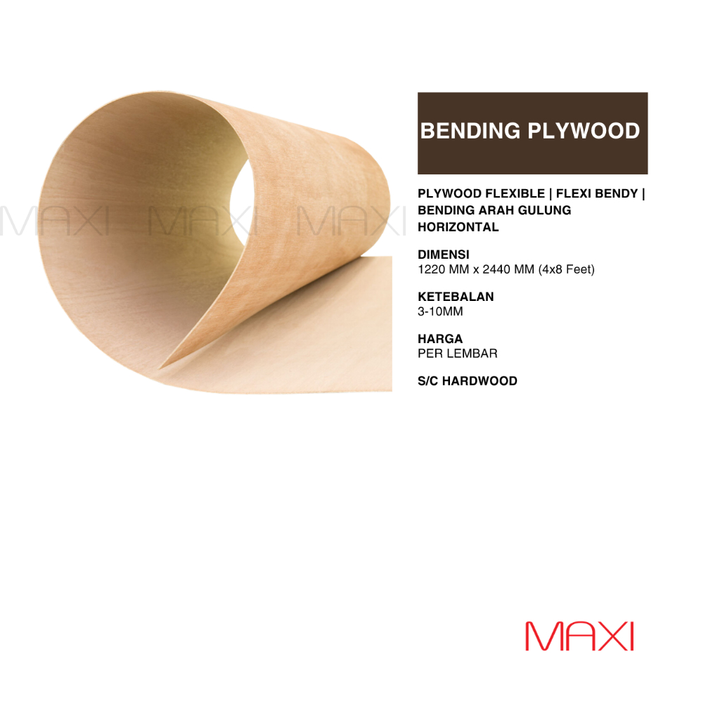 PLYWOOD FLEXIBLE I FLEXI I BENDY I BENDING - Arah Gulung Horizonta I Vertikal -122 x 244 cm - | 3mm 