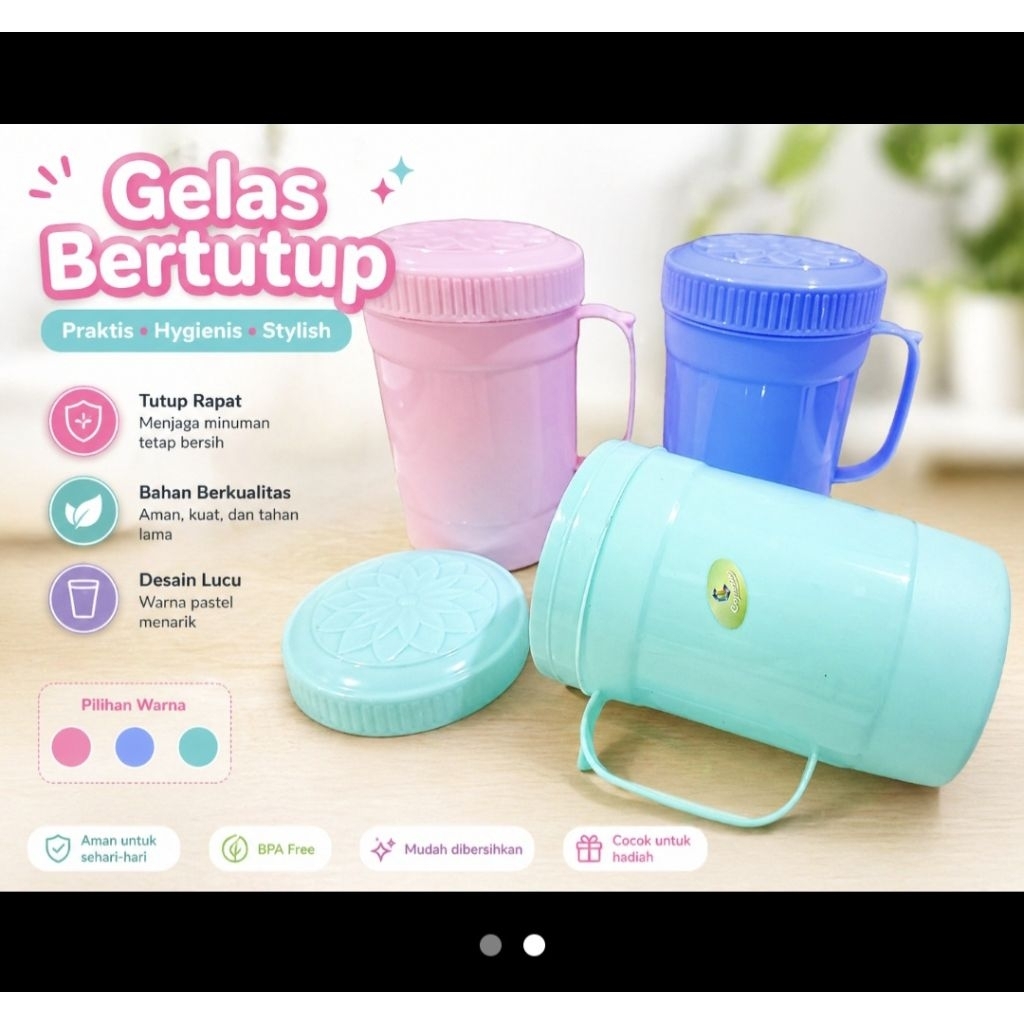 MUG PLASTIK + TUTUP DRAT CINDERELA 900ML