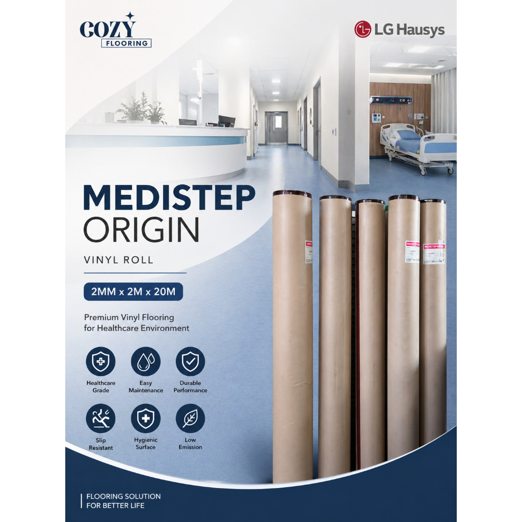 vinyl rumah sakit LG Hausys medistep origin 2mm / karpet vinyl roll anti bakteri