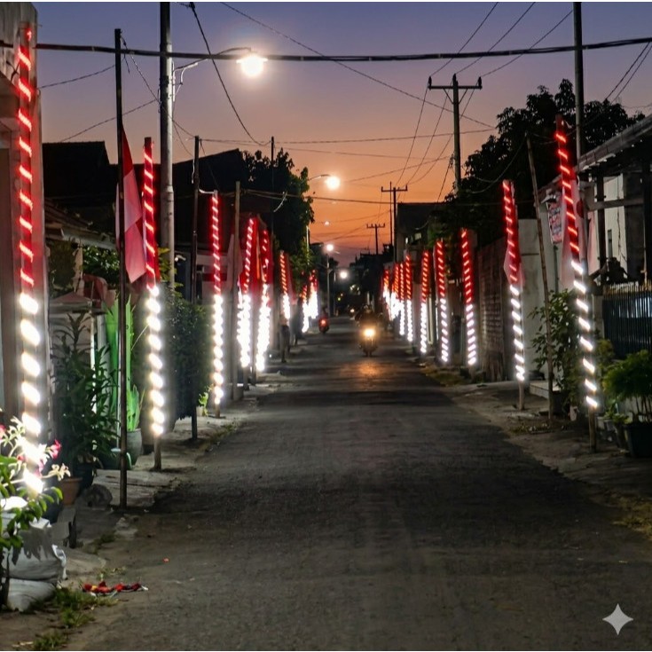 Lampu LED Strip Merah Putih 4 Meter Waterproof Lampu Hias Agustusan Selang Pohon Tiang Gapura