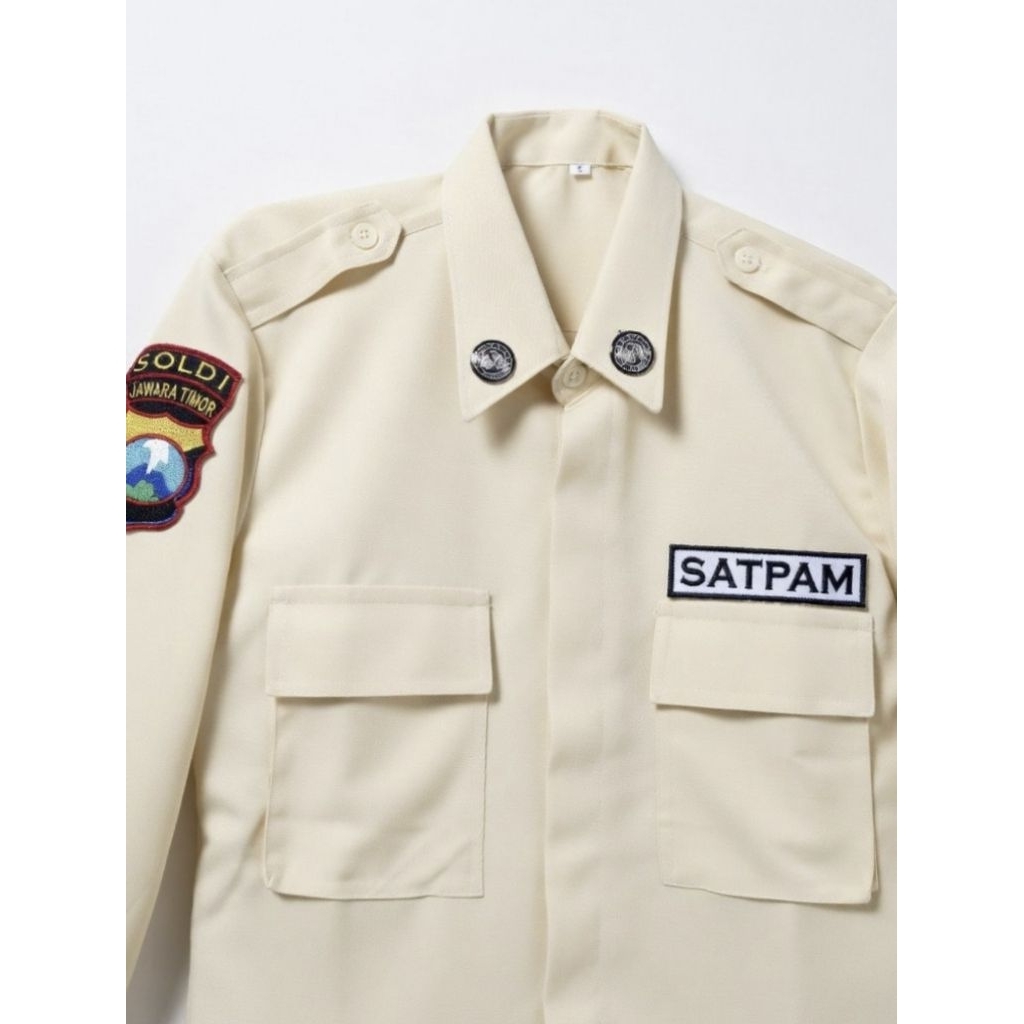 Baju Satpam Seragam PDL (lengan panjang) krem kain GAIA NEO PREMIUM