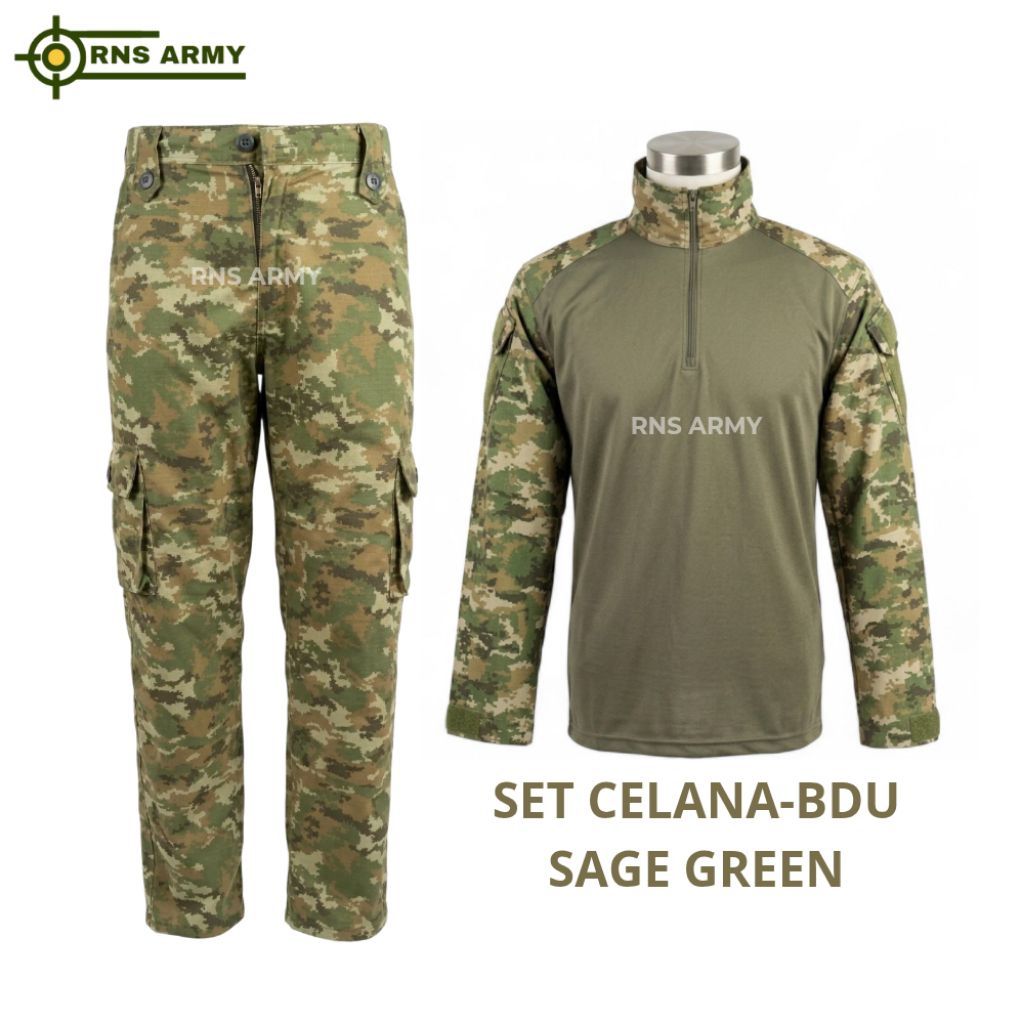 Setelan SAGE GREEN Kostrad terbaru lengkap PDL BDU tactical combat shirt militer