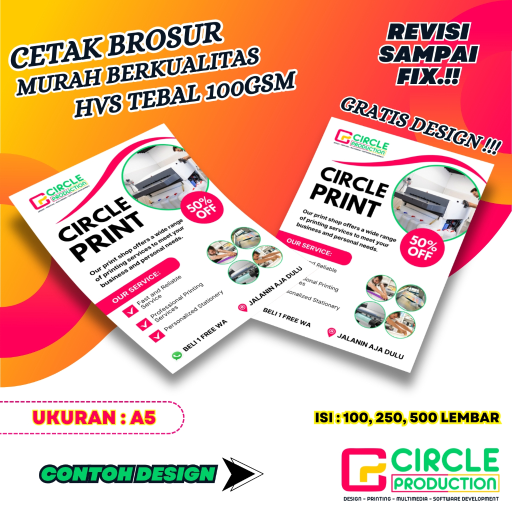 Cetak Brosur HVS 100 Gram A5 | Cetak Brosur Murah Gratis Desain & Revisi | Cocok untuk Laundry, UMKM