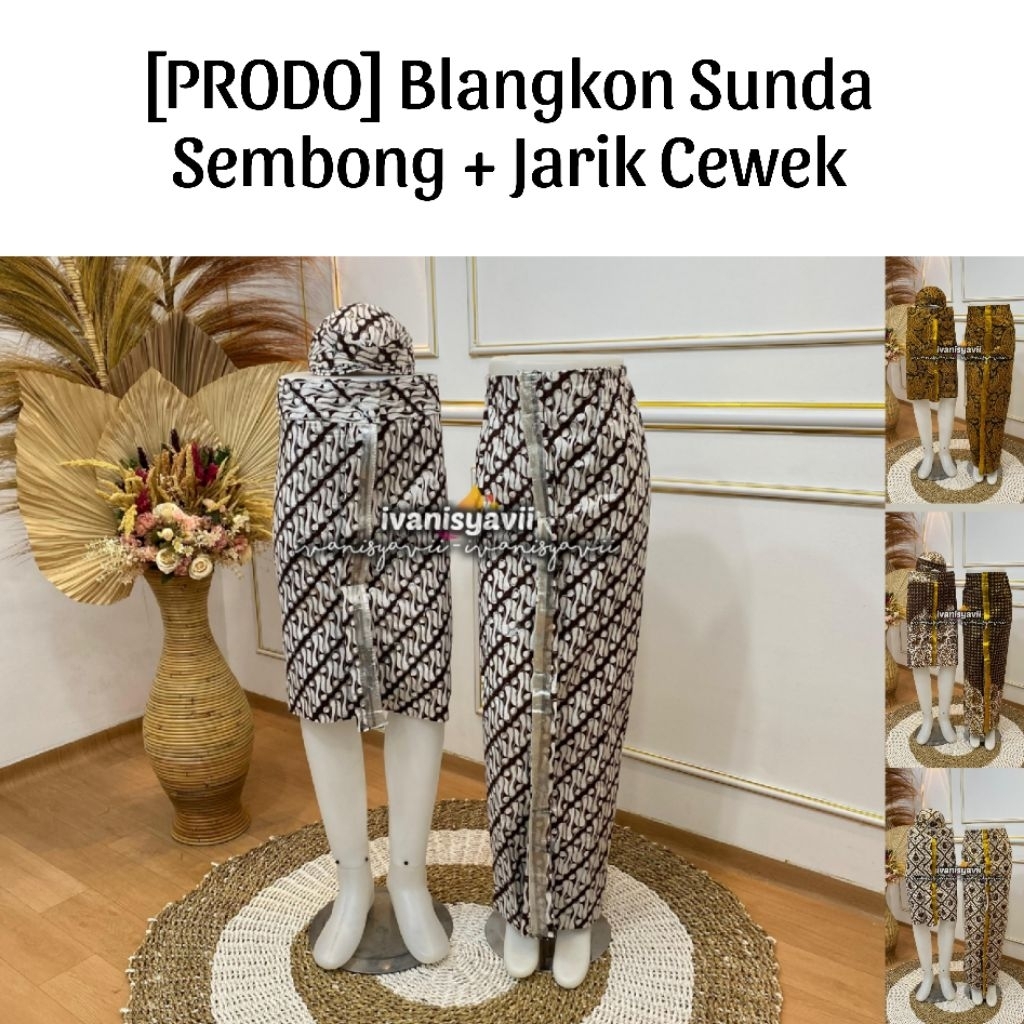 (PRODO) SEMBONG + JARIK CEWEK + BLANGKON SUNDA • Sepasang Jarik Pengantin Prodo + Blangkon | Motif L