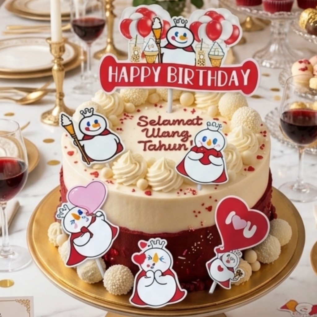 Topper Kertas Hiasan Kue Tart Hiasan Kue Ulang Tahun Topper Kertas Karakter Mixue Barbie Transformer