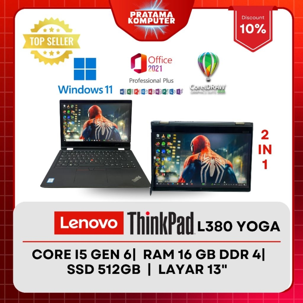 Lenovo ThinkPad 2in1 L380 Yoga i5 Gen 8 | RAM 8GB SSD 512GB | Touchscreen | Flip 360