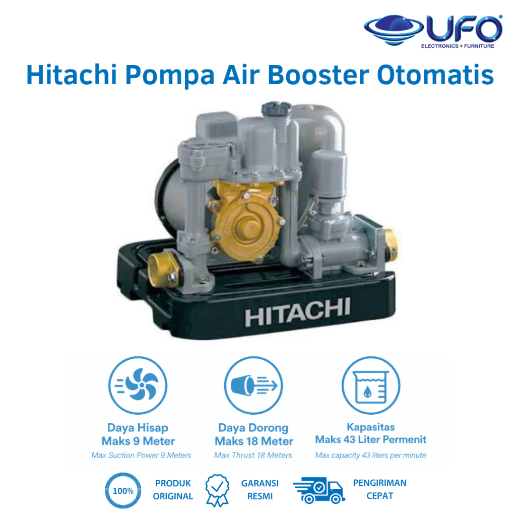 Hitachi WMP180GXIWH Pompa Air Booster Otomatis
