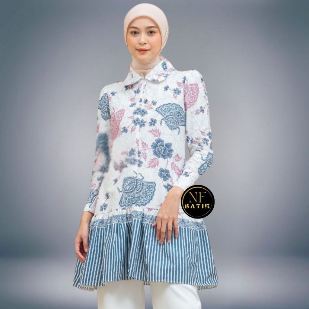 Baju Batik Wanita Tunik Batik Wanita Modern Atasan Bluse Batik Kerja Wanita Kantor M L XL XXL XXXL