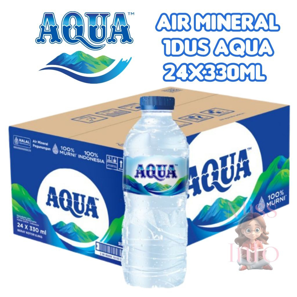 Air Mineral Aqua 1Dus 24x330ml Botol