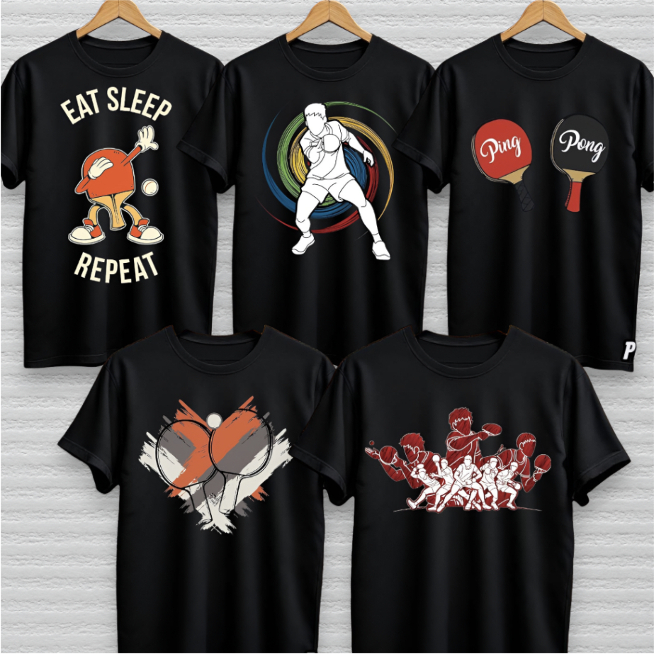 OMERTA Baju Kaos Olahraga Pingpong Tenis Meja - Baju Kaos Pria Wanita Kain Katun Premium Cotton Comb