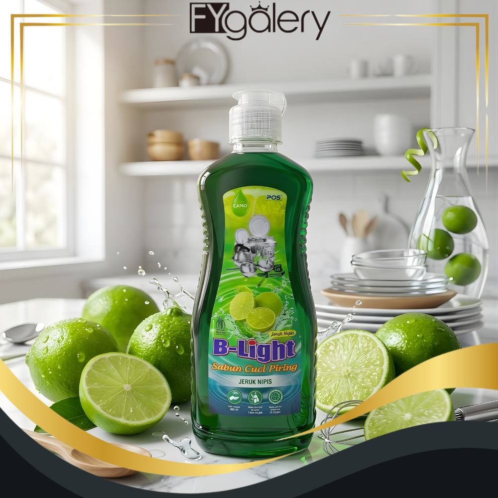 FYGALERY B-Light Sabun Cuci Piring Jeruk Nipis 600ml - Cairan Pencuci Piring Ampuh Angkat Lemak & Ba