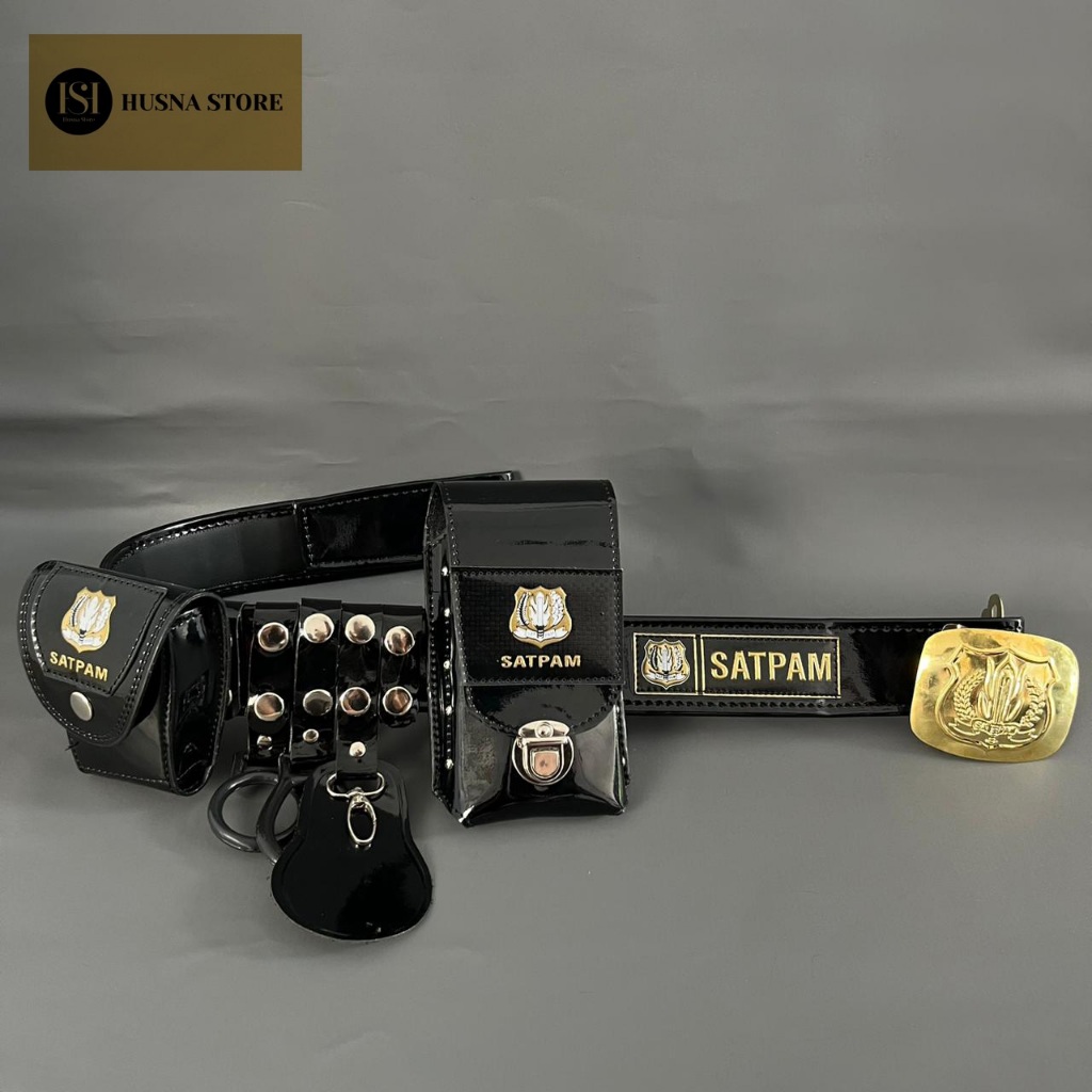 Kopel Sabuk Satpam Kulit Kilap Fullset Bangkol Sabuk Satpam / Kopel Satpam Lengkap 1 Set