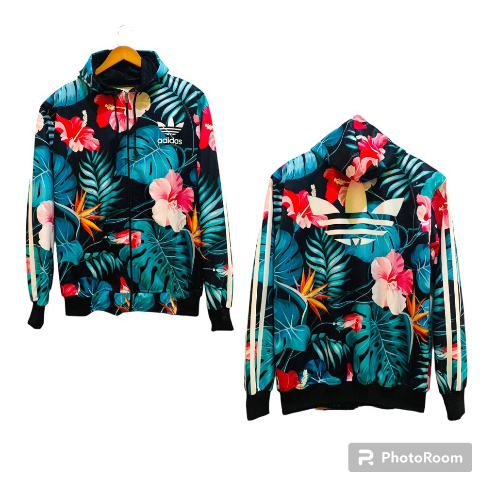 JAKET ADIDAS TRACKTOP MIRROR HOODIE FULLPRINT JAKET RUNNING JAKET OLAHRAGA JAKET MOTIF BUNGA