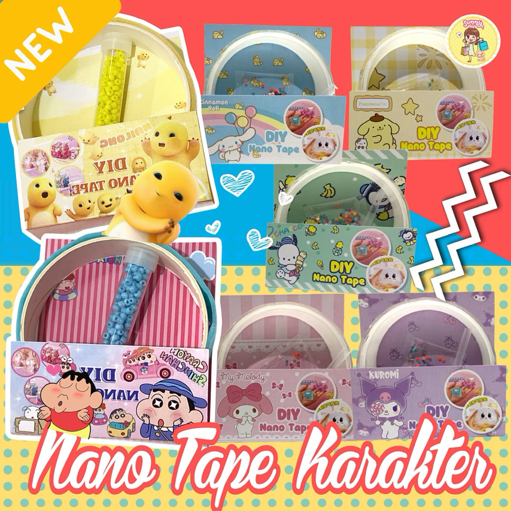 Nano Bubble Tape Shincan Kuromi /Mainan Bubble Super Elastis Glitter Nano glue set diy mainan bubble