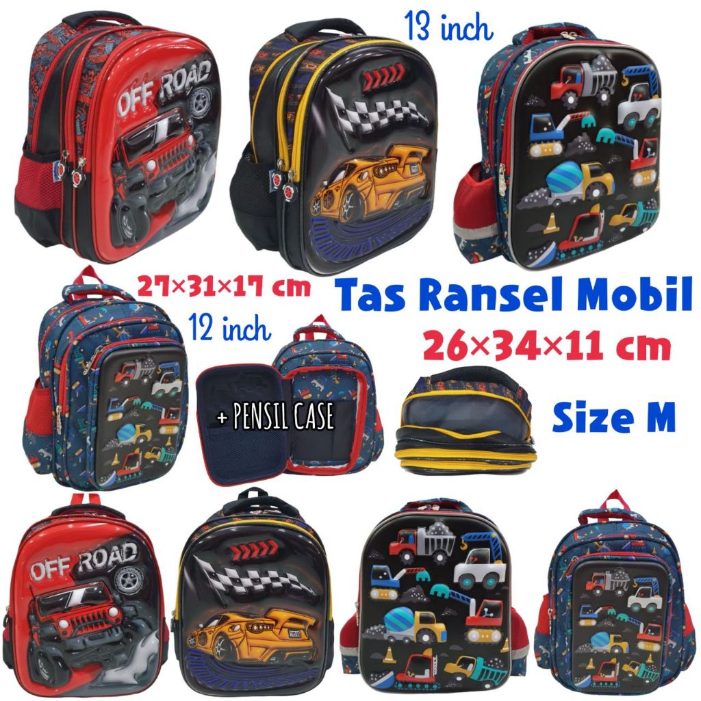 Tas Ransel Mobil Anak Laki-Laki / Tas Sekolah Ransel Anak Laki-Laki Motif Mobil size M