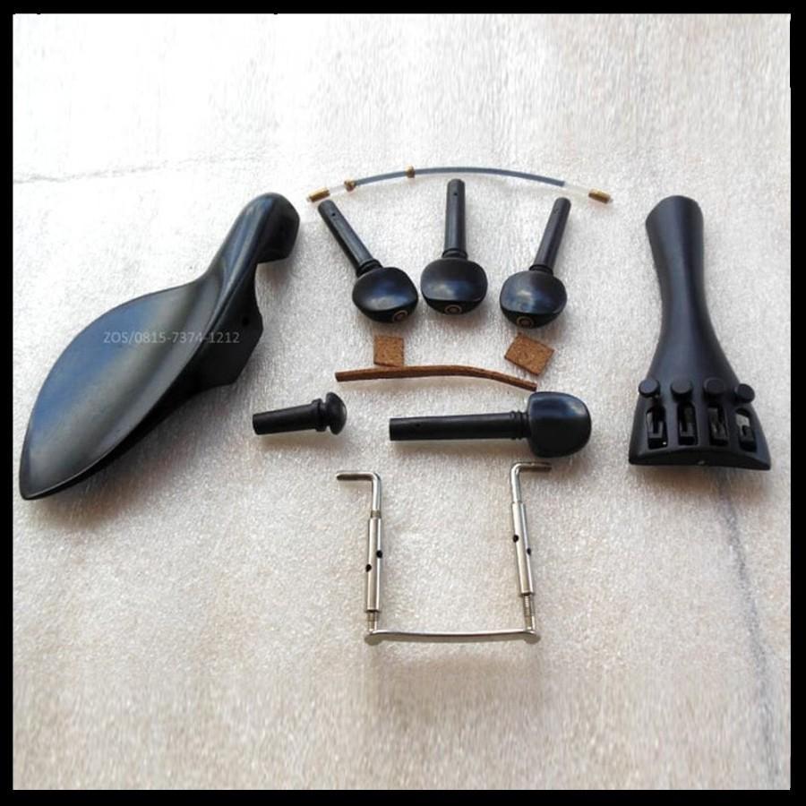 Chin Rest Tailpiece Tuning Peg Endpin Biola Violin Parts Set Ebony Black