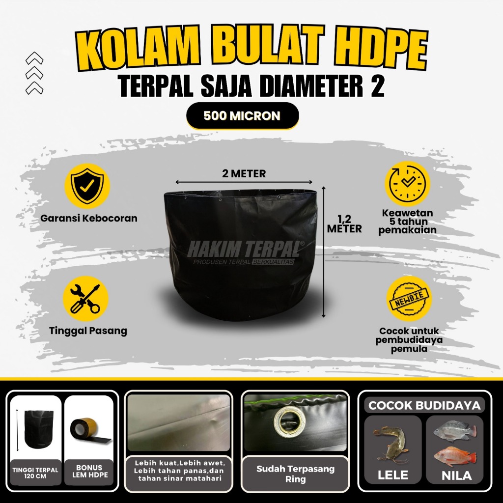 kolam bulat D2 terpal saja hdpe 500 mikron kolam bioflok