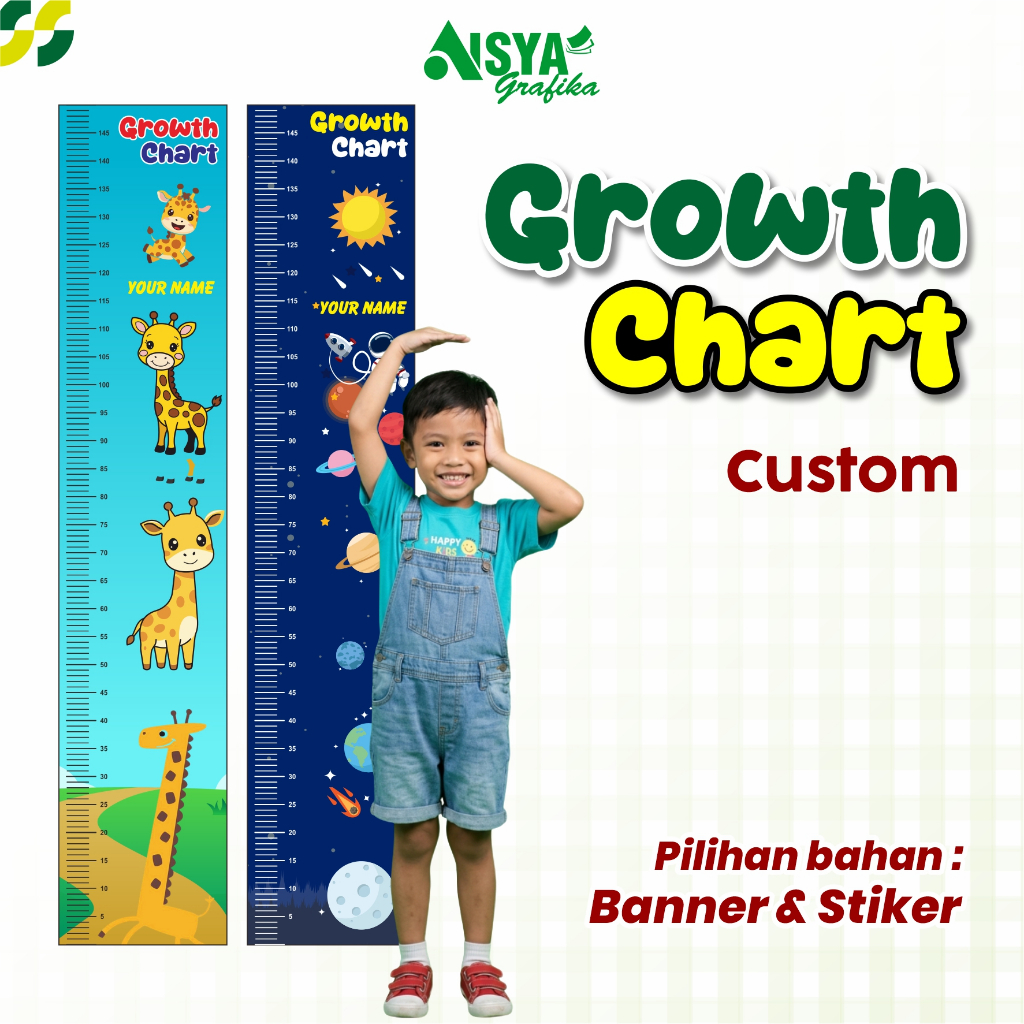Custom Pengukur Tinggi Badan Anak / Alat ukur Tinggi Badan Anak / Growth Chart Kids Motif Lucu