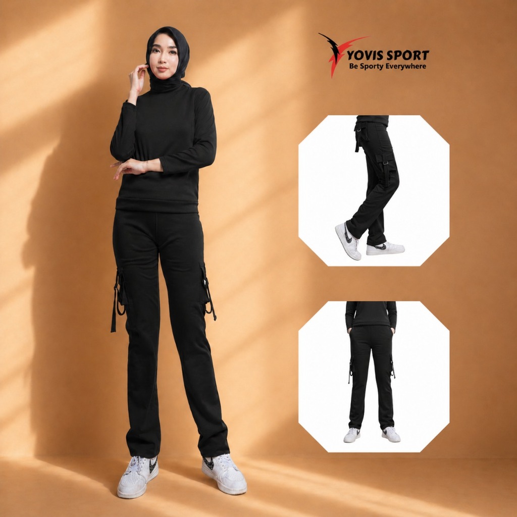 Celana Cargo kantong 4 Yovis Sport /gym/zumba