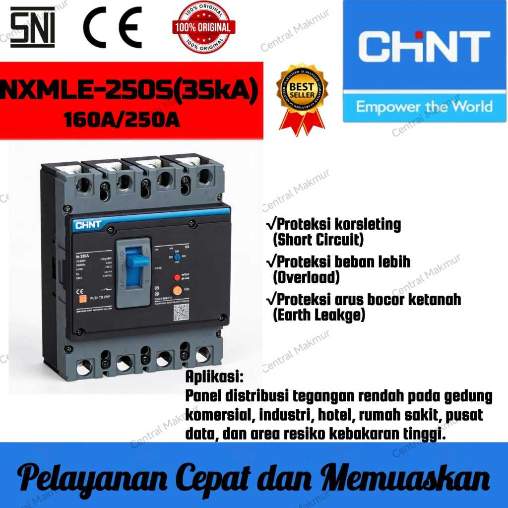 ORIGINAL MCCB CHINT NXMLE-250S 4P 35kA 160A 250A MCCB NXMLE 250S 35kA 160 250 AMPER