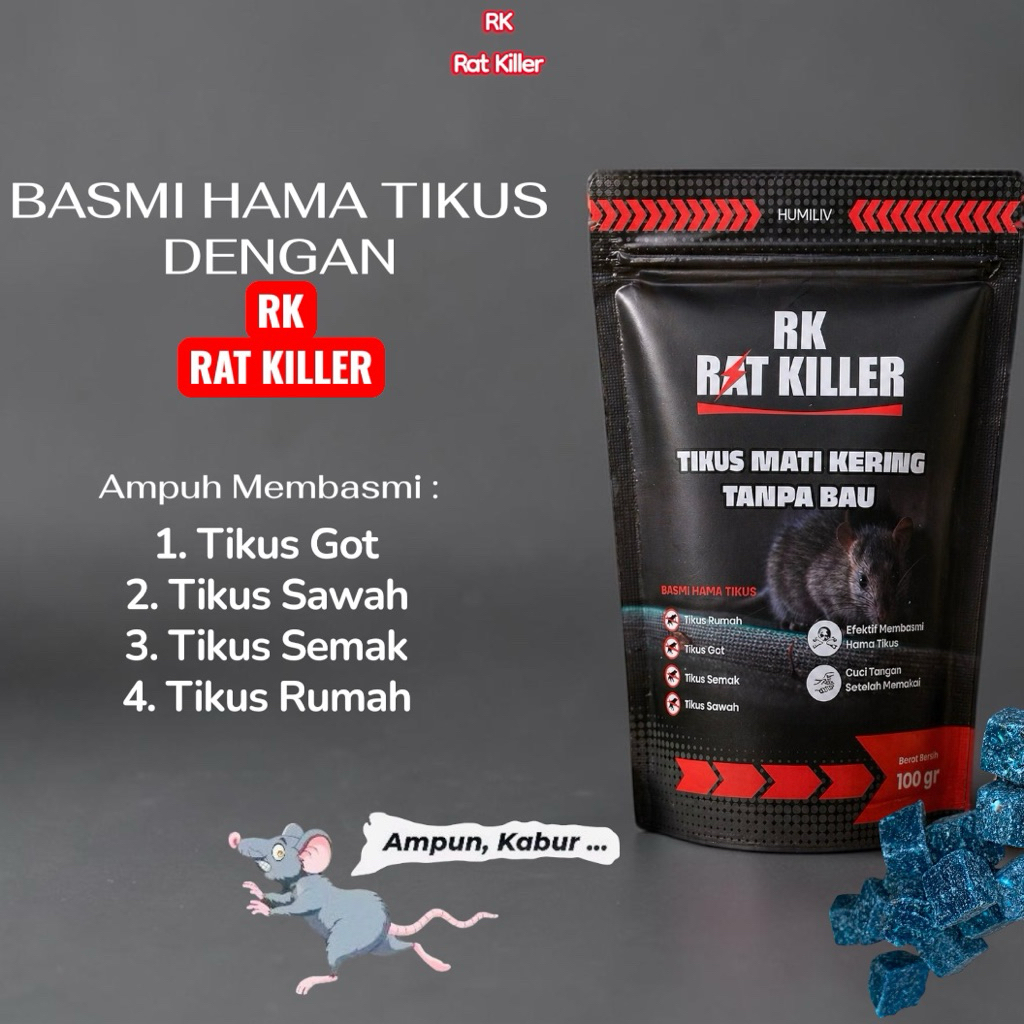 racun tikus rk rat killer RatKiller Racun Pembasmi Tikus Mati Kering Tanpa Bau / Umpan Pembasmi Tiku