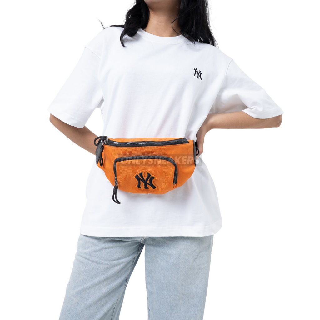 MLB MONOGRAM NYLON HIP SACK BELT ORANGE WAIST BAG