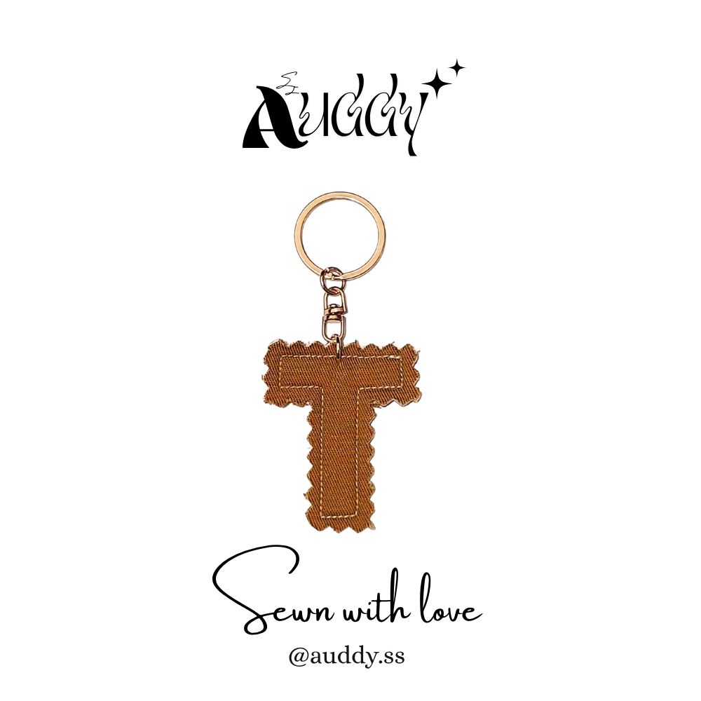 Huruf T Gantungan Kunci Huruf Handmade | Aksesoris Tas Lucu | Keychain Unik Kain Perca
