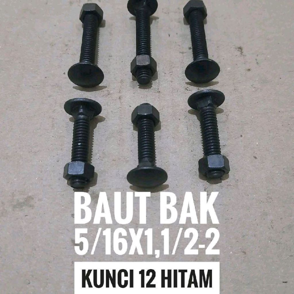 Baut CB Bak Mobil Hitam baut payung Ukuran 5/16x1-5/16X1,1/2-5/16X2 Kunci 12 1pcs
