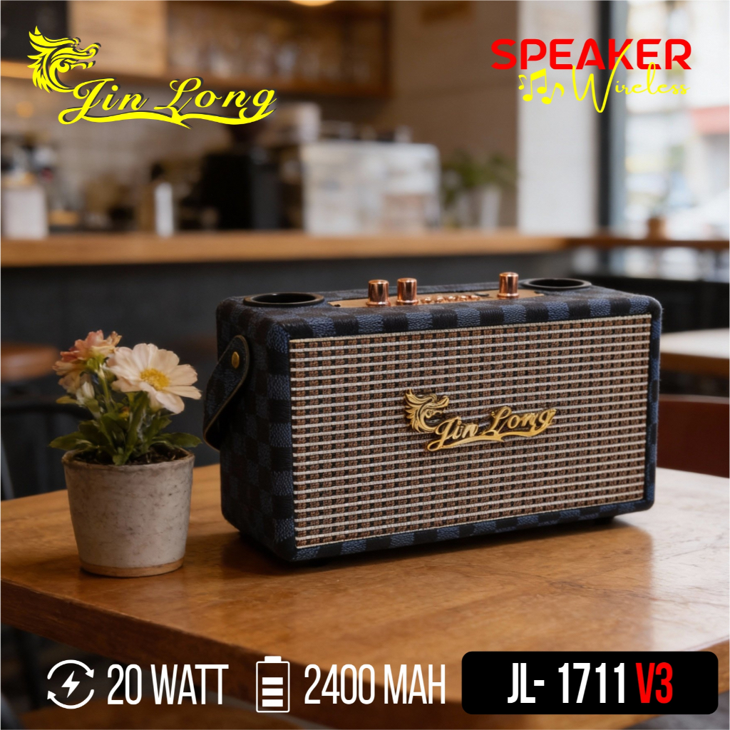 SPEAKER  WIRELESS SUPER BASS JINLONG JL-1711 V3 SUPER MURAH 4 inch