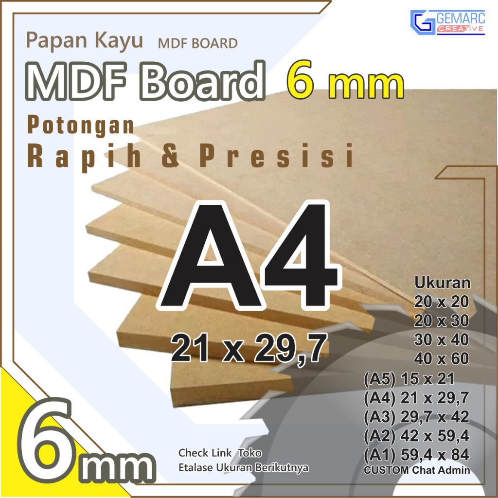 Mdf A4 - Mdf 6mm Ukuran A4