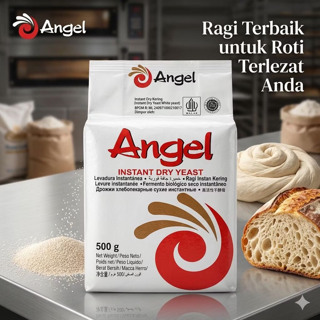 Ragi Instan Angel 500g - Fermentasi Cepat, Ekonomis, Tekstur Roti Lebih Baik
