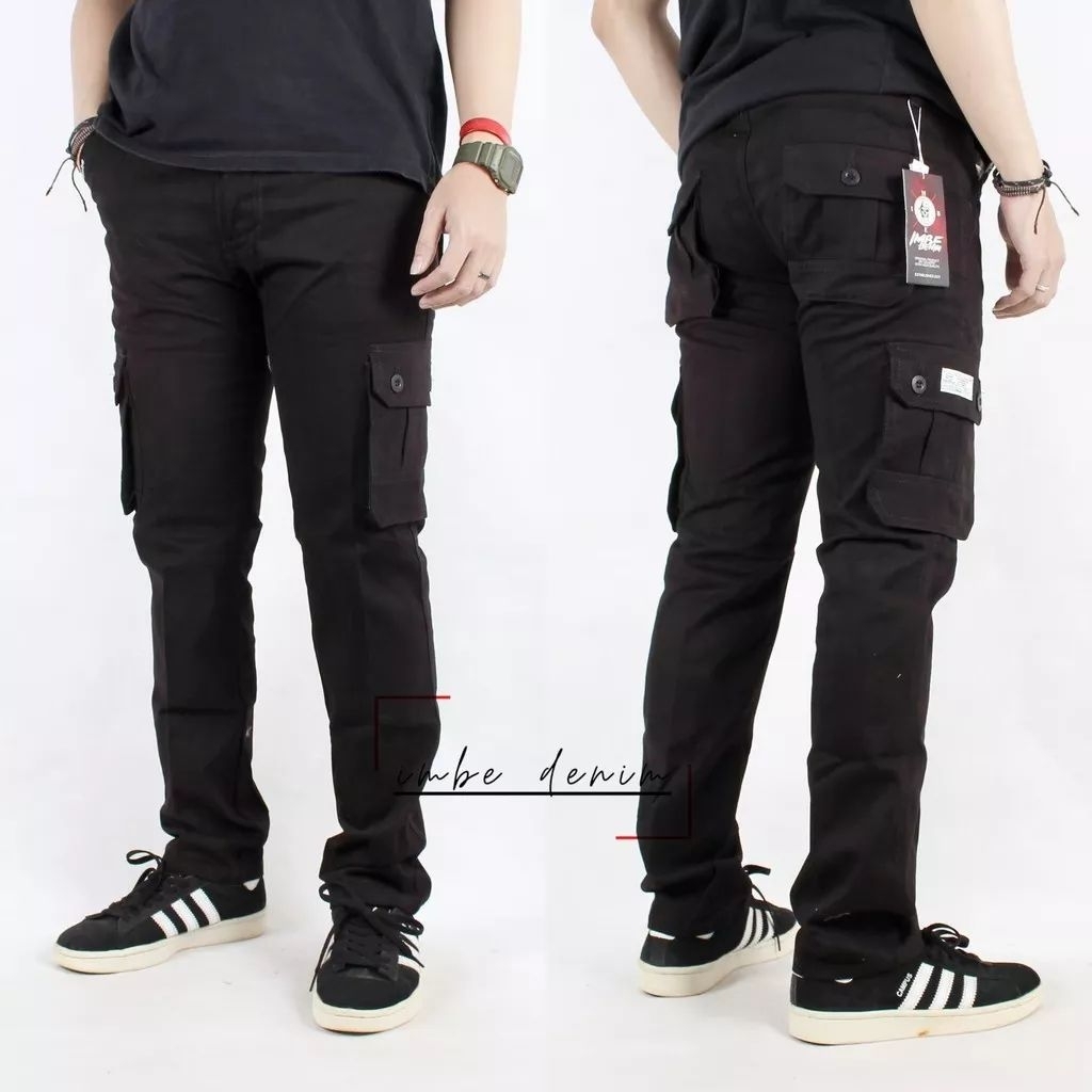 IMBE 100% Original Celana Kargo Panjang Premium Pria Celana Cargo Pants Pria Mocca Hitam Abu2 Celana