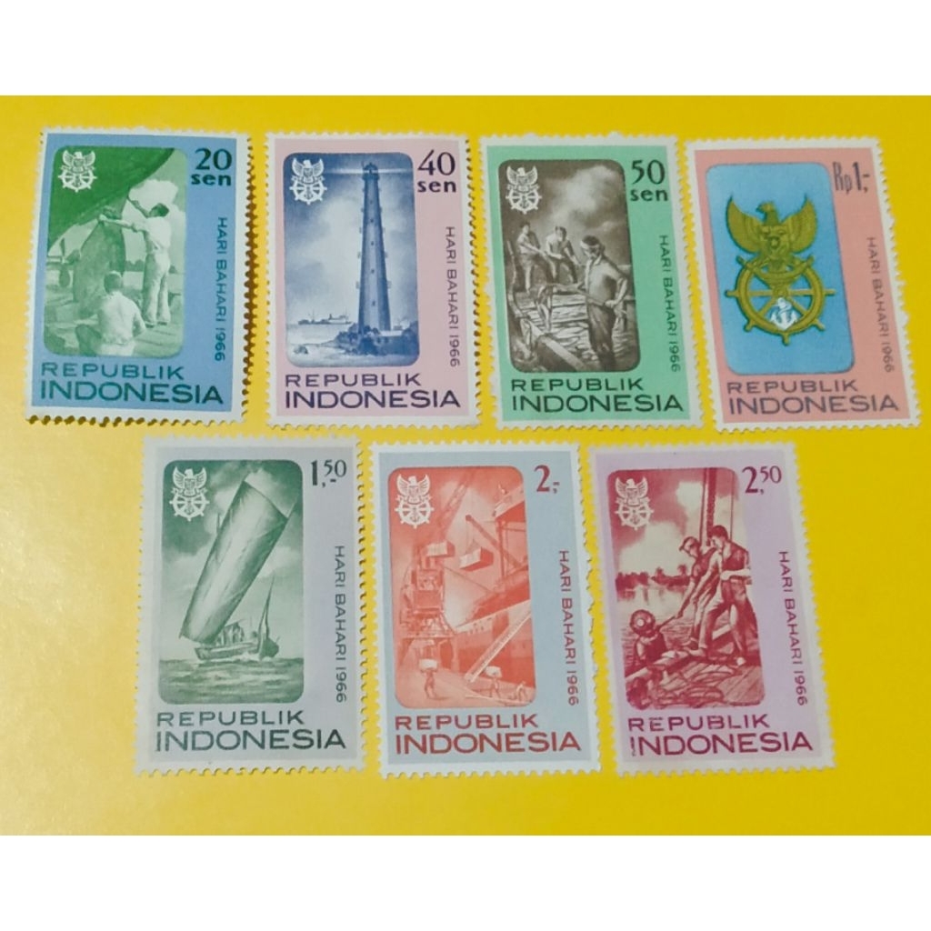 Prangko Lawas RI Set Hari Bahari Thn 1966