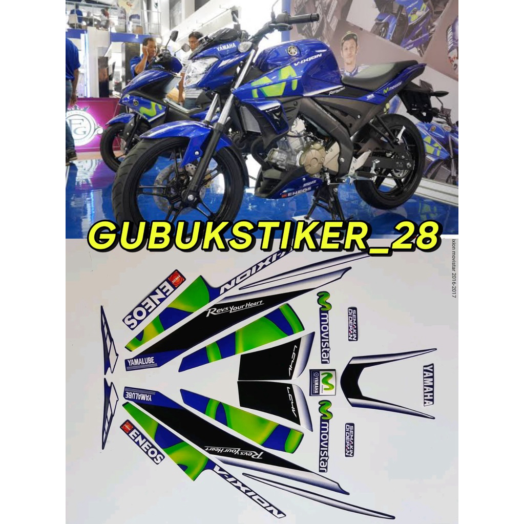 STRIPING STIKER LIS BODY MOTOR YAMAHA VIXION 2017 ADVANCE MOVISTAR BIRU