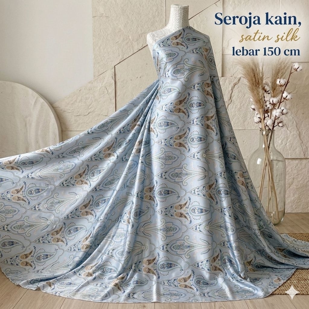 Kain Satin Silk Motif Paisley Premium - Lebar 150cm Lq