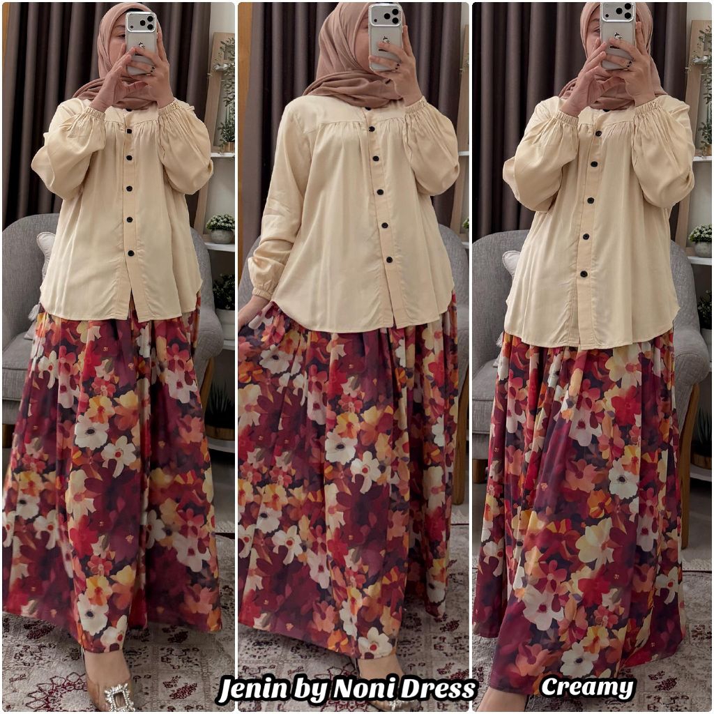 Setelan Rok JENIN by Noni Dress Daster Arab Rayon Twill Premium Busui Friendly