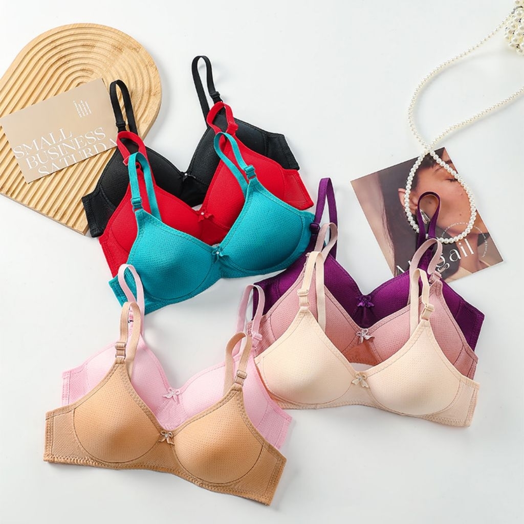 Bra Bh Wanita Remaja Motif Polos Garis//Bh Cewe Terkini Murah//Pakaian  Dalam Wanita Tanpa Kawat Dan