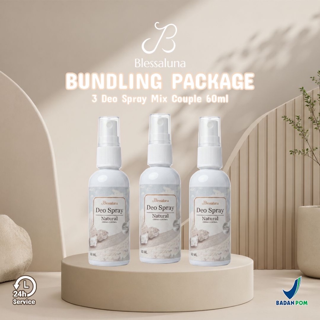 Deodorant Spray Tawas Bundling Isi 3 Skin Blessaluna BPOM Penghilang Bau Badan