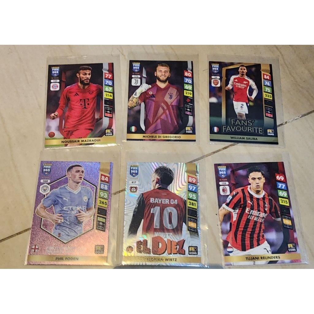 Kartu Bola Panini FIFA 365 Adrenalyn XL  Ada 5 kartu Seperti :  Tijjani Reijnders, Florian Wirtz, Ph