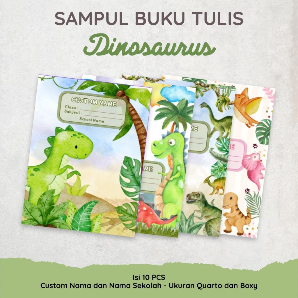 Sampul Buku Custom Aesthetic - Sampul Buku Pattern - Sampul Buku Tulis Dinosaurus