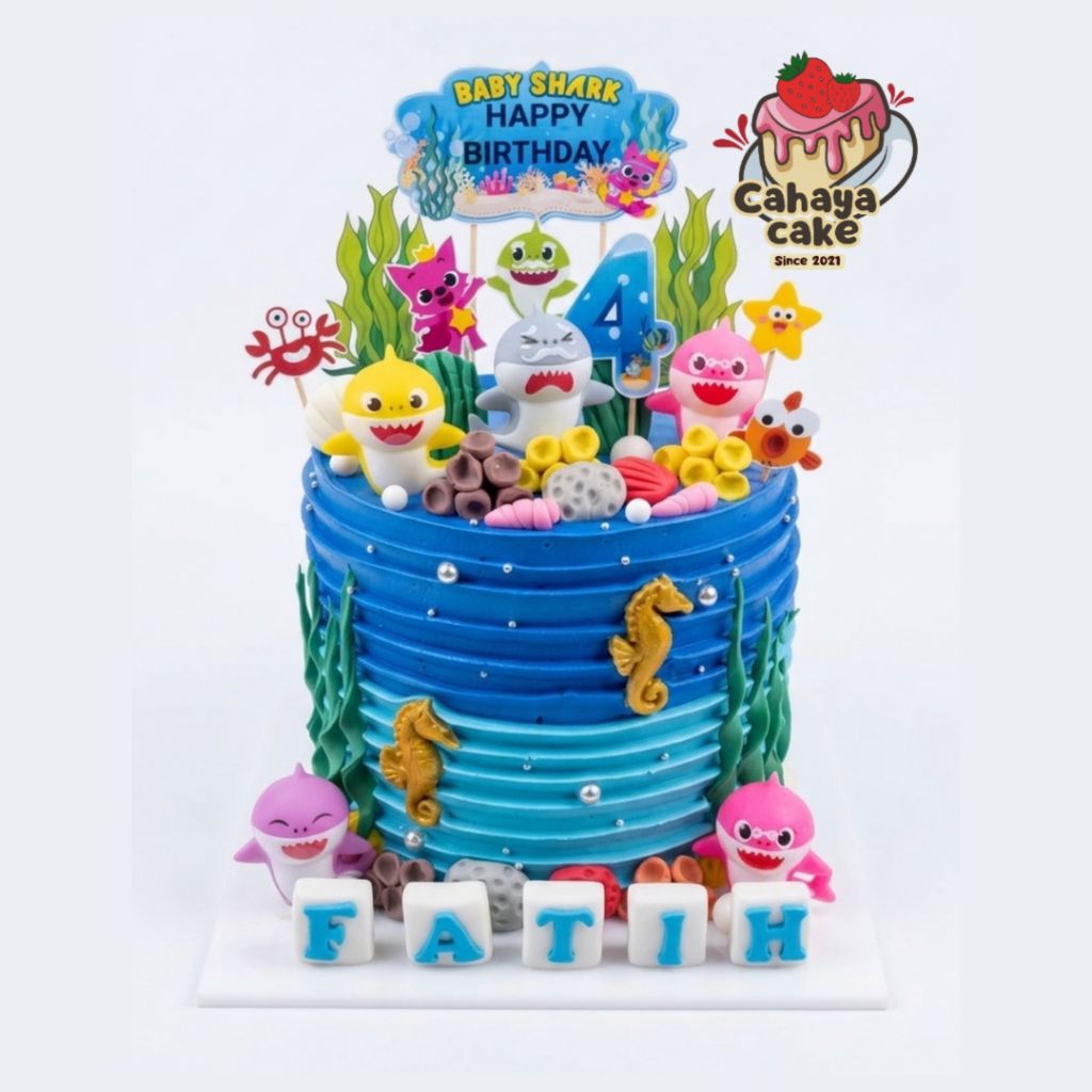 Kue Ulang Tahun Baby Shark / Baby Shark Cake / Kue Ultah Karakter Baby Shark