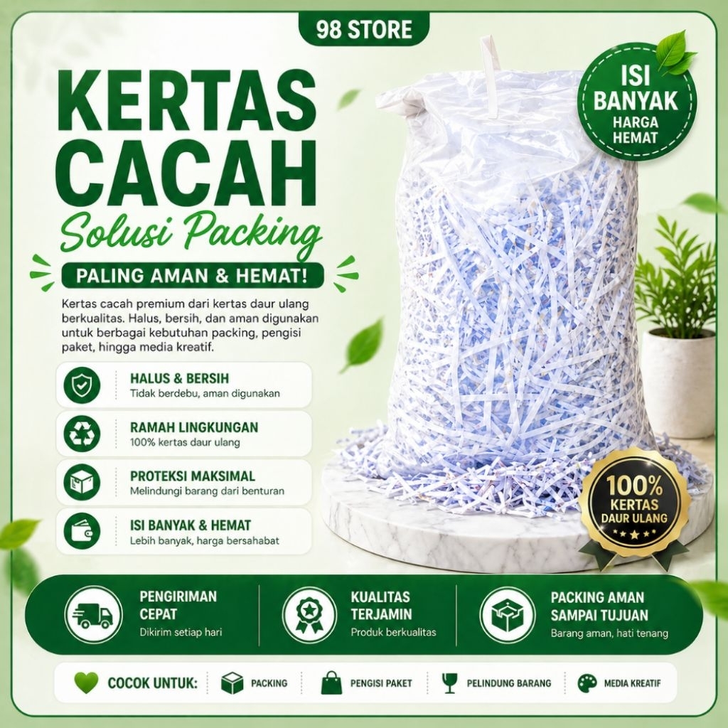 Kertas Hvs Cacah 250gr Shredded Paper Tambahan Packing Agar Barang Tidak Pecah - Potongan Kertas Pac