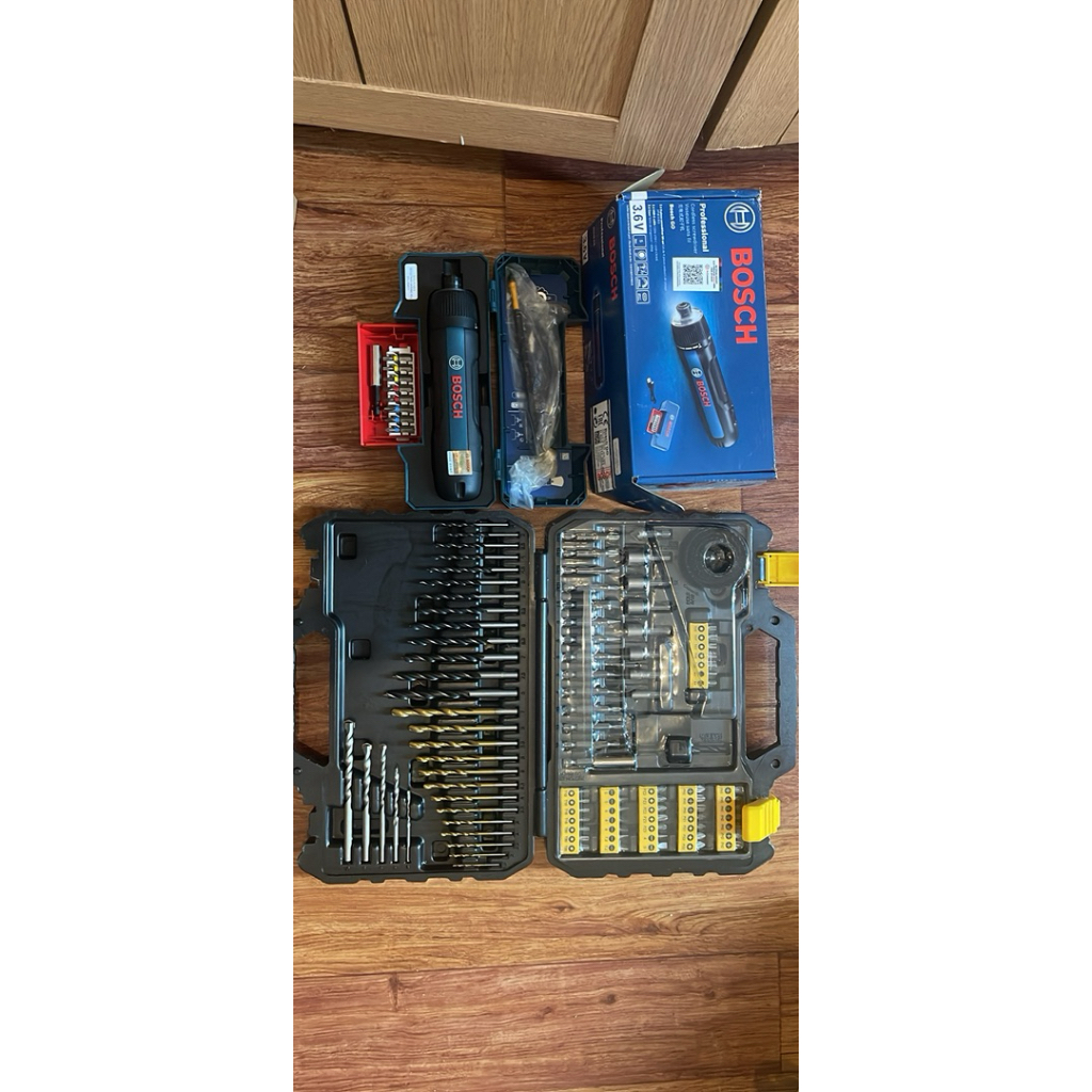 Jual 1 set cordless screwdriver bosch GO dan mata bor stanley lengkap
