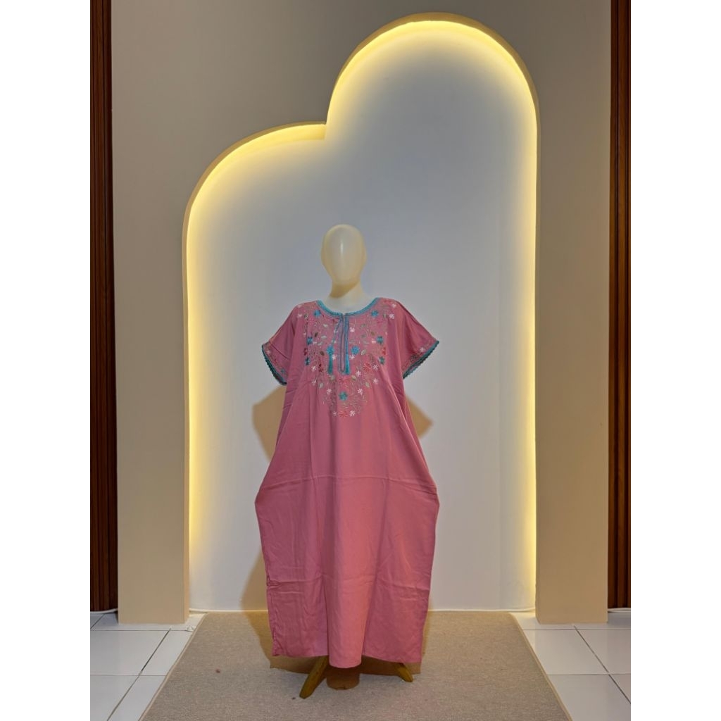 Daster bordir bunga sakura Rayon twill