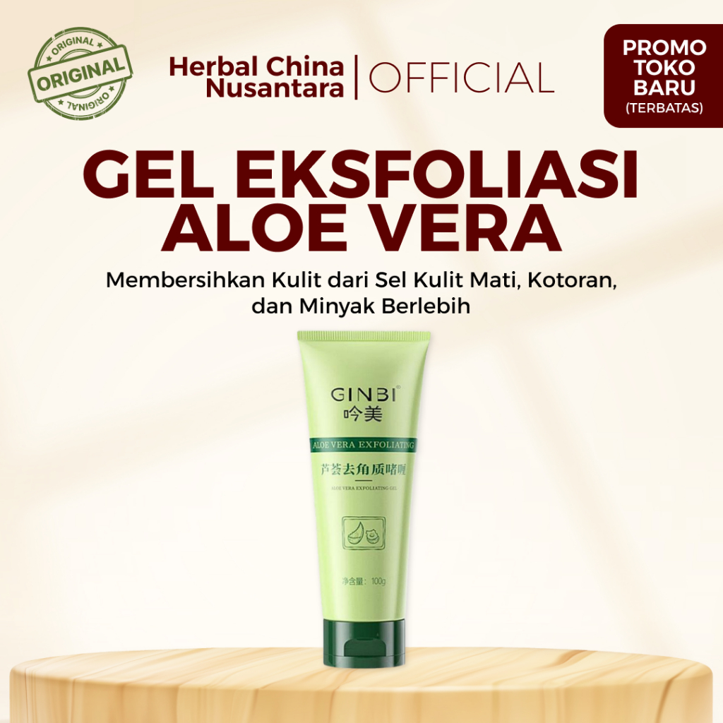 Gel Eksfoliasi Yimei Aloe Vera Exfoliating Gel 100gr - Gel Pengelupas Kulit Wajah dengan Ekstrak Lid